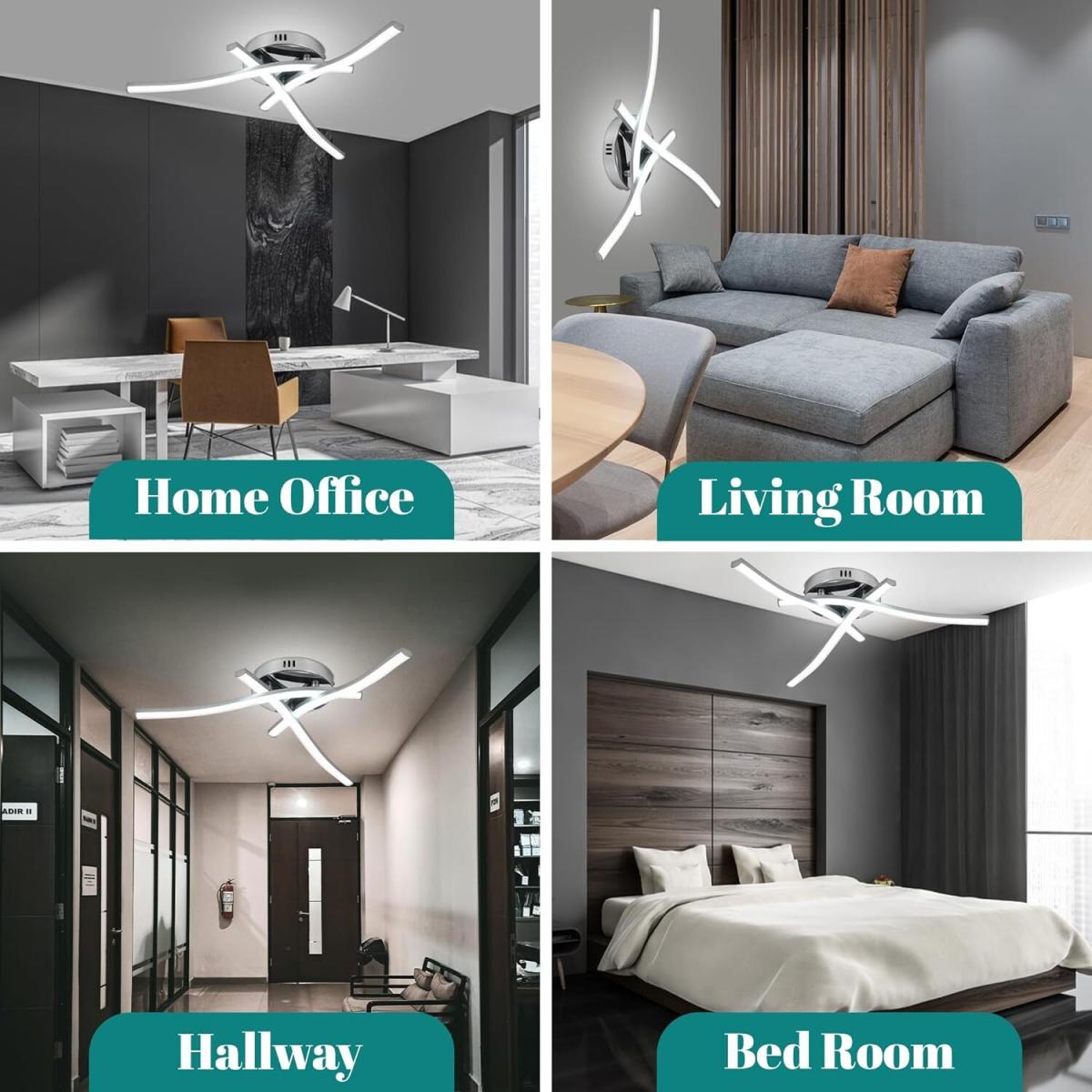 Semi Flushed 22W Ceiling light with 3 Built in LED Boards - Chrome and Silver – image 7