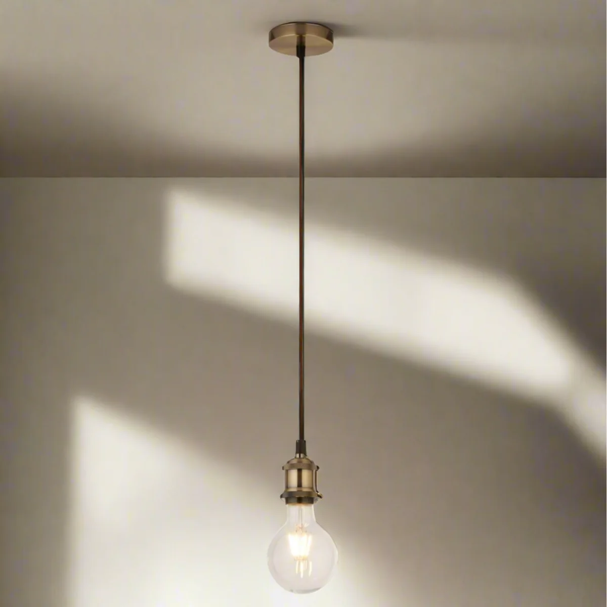 CGC CASSIE 1.5m adjustable E27 Ceiling Pendant and Matching ceiling Rose - Antique Brass and Brown – image 17