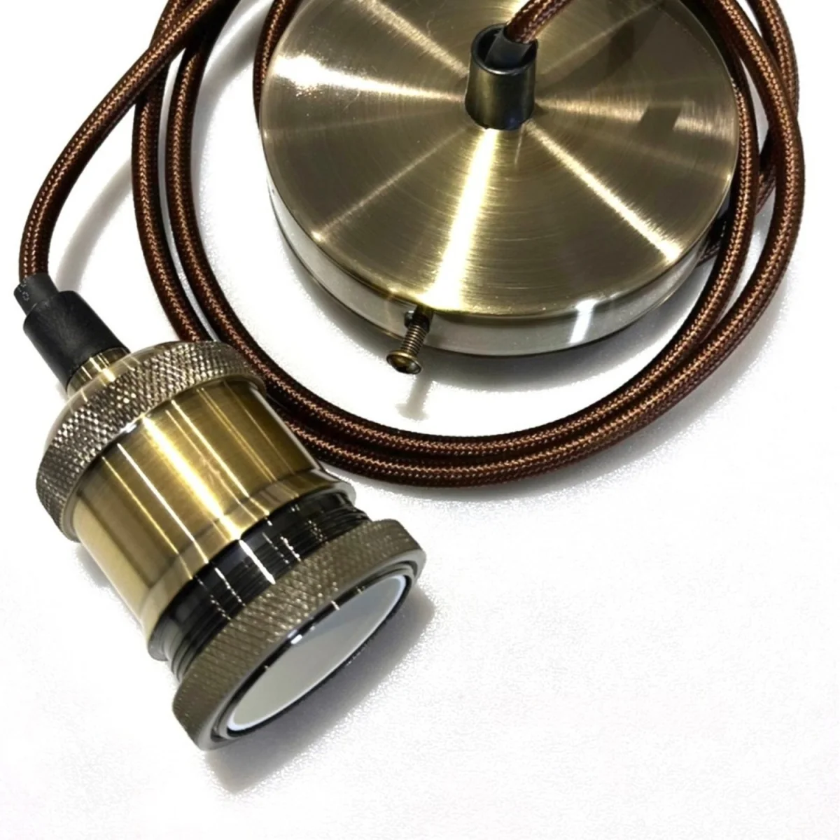CGC CASSIE 1.5m adjustable E27 Ceiling Pendant and Matching ceiling Rose - Antique Brass and Brown – image 22