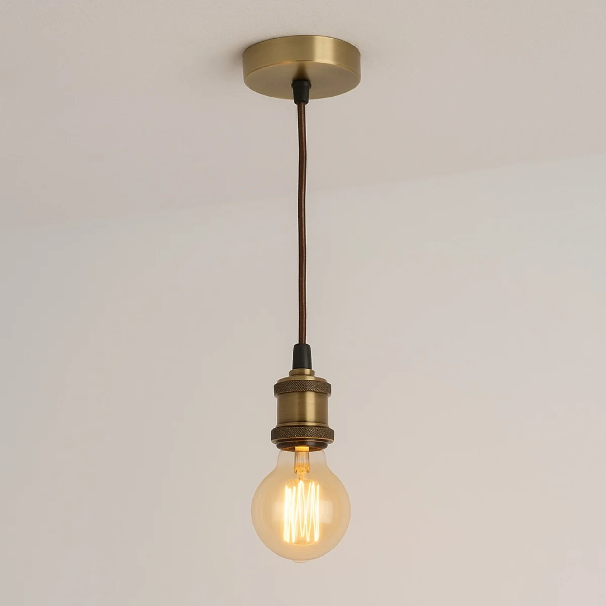 CGC CASSIE 1.5m adjustable E27 Ceiling Pendant and Matching ceiling Rose - Antique Brass and Brown – image 24