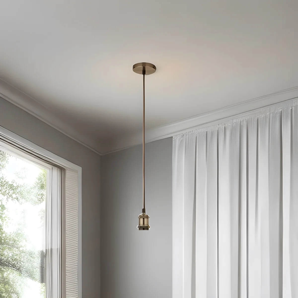 CGC CASSIE 1.5m adjustable E27 Ceiling Pendant and Matching ceiling Rose - Antique Brass and Brown – image 25