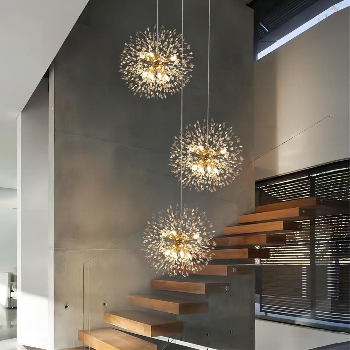 24 Light Cluster Sputnik Chandelier - Gold