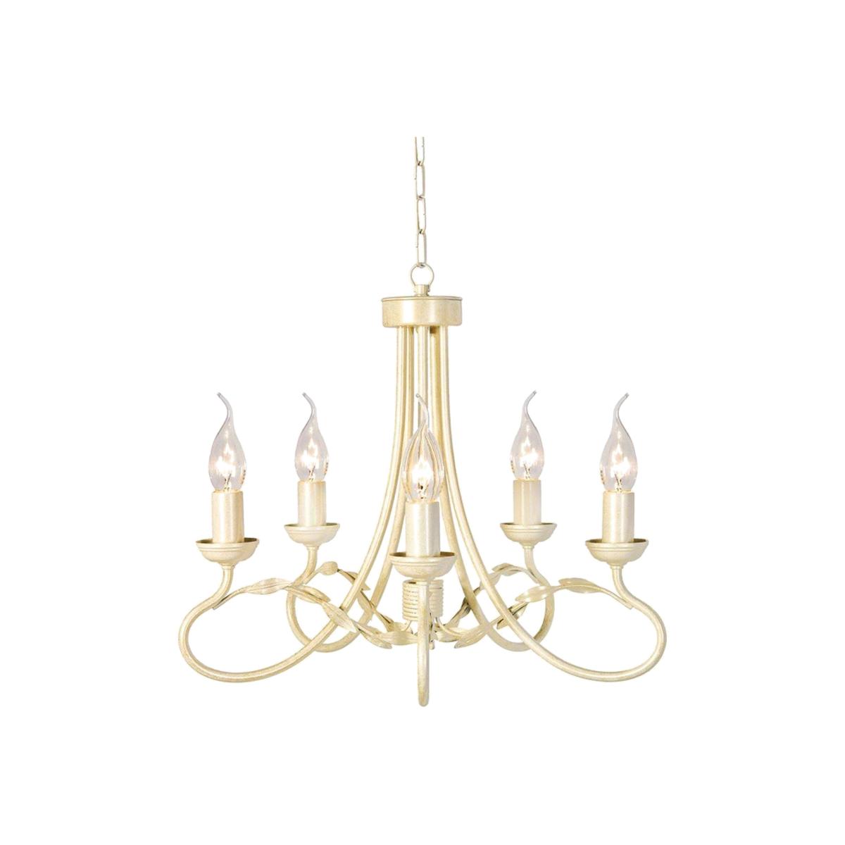 Olivia 5 Light Chandelier Ivory, Gold Finish, E14 - Gold