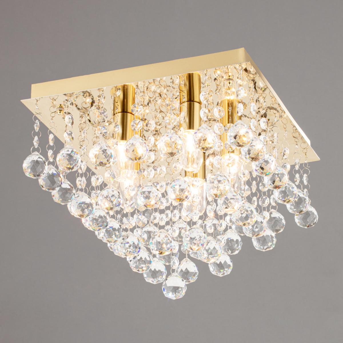 Orlando 5 Light Bathroom Square Flush Ceiling Light - Satin Brass – image 3