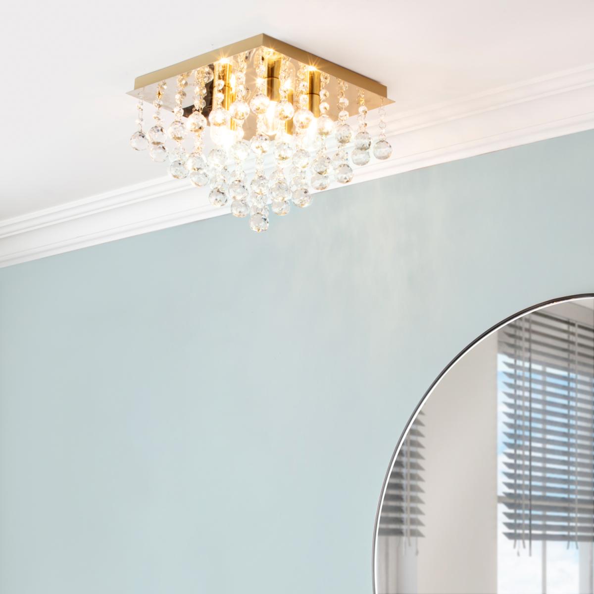 Orlando 5 Light Bathroom Square Flush Ceiling Light - Satin Brass – image 4