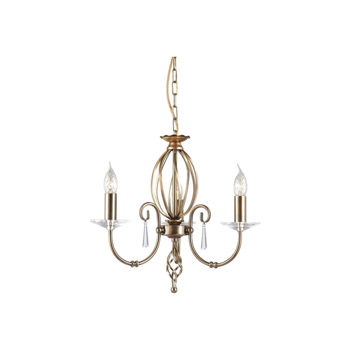 Aegean Chandelier 3 Light Aged Brass Finish, E14 - Aged Brass
