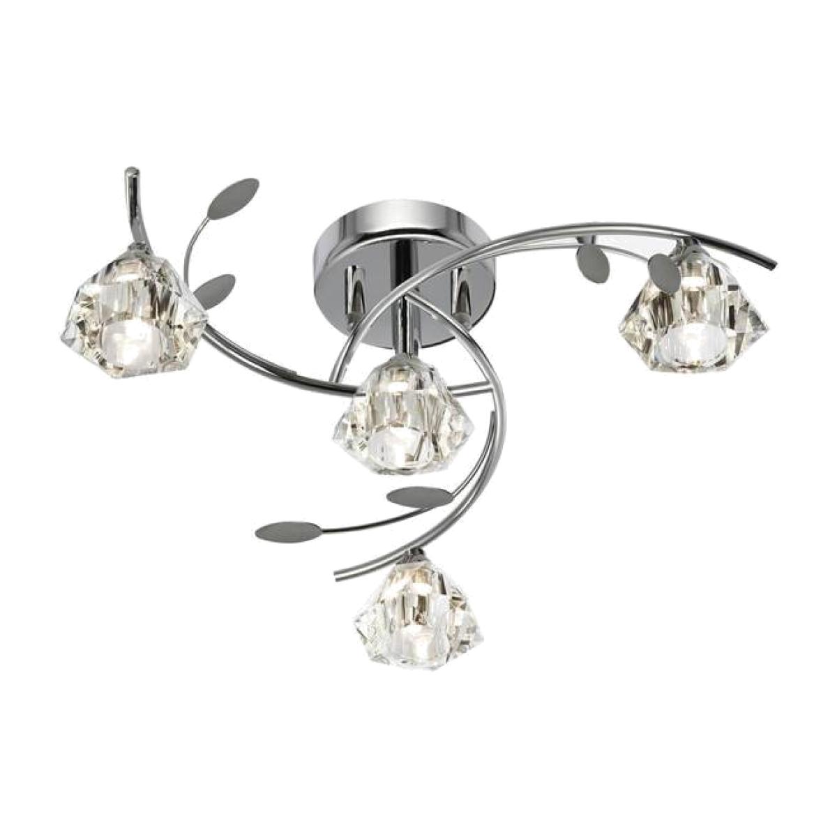 Sierra 4 Light Multi Arm Ceiling Semi Flush Light Chrome and Glass, G9 - Chrome