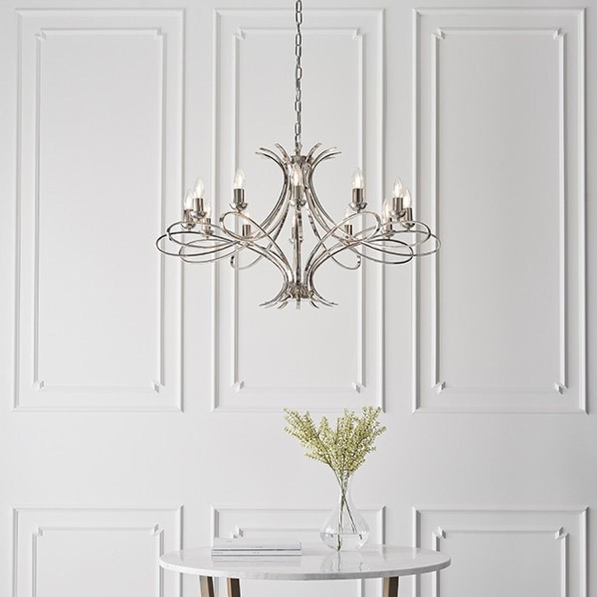 Penn 12 Light Chandelier Polished Nickel Plate Finish, E14 - Polished Nickel Plate – image 2