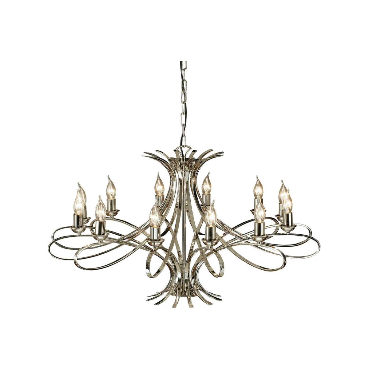 Penn 12 Light Chandelier Polished Nickel Plate Finish, E14 - Polished Nickel Plate – image 1