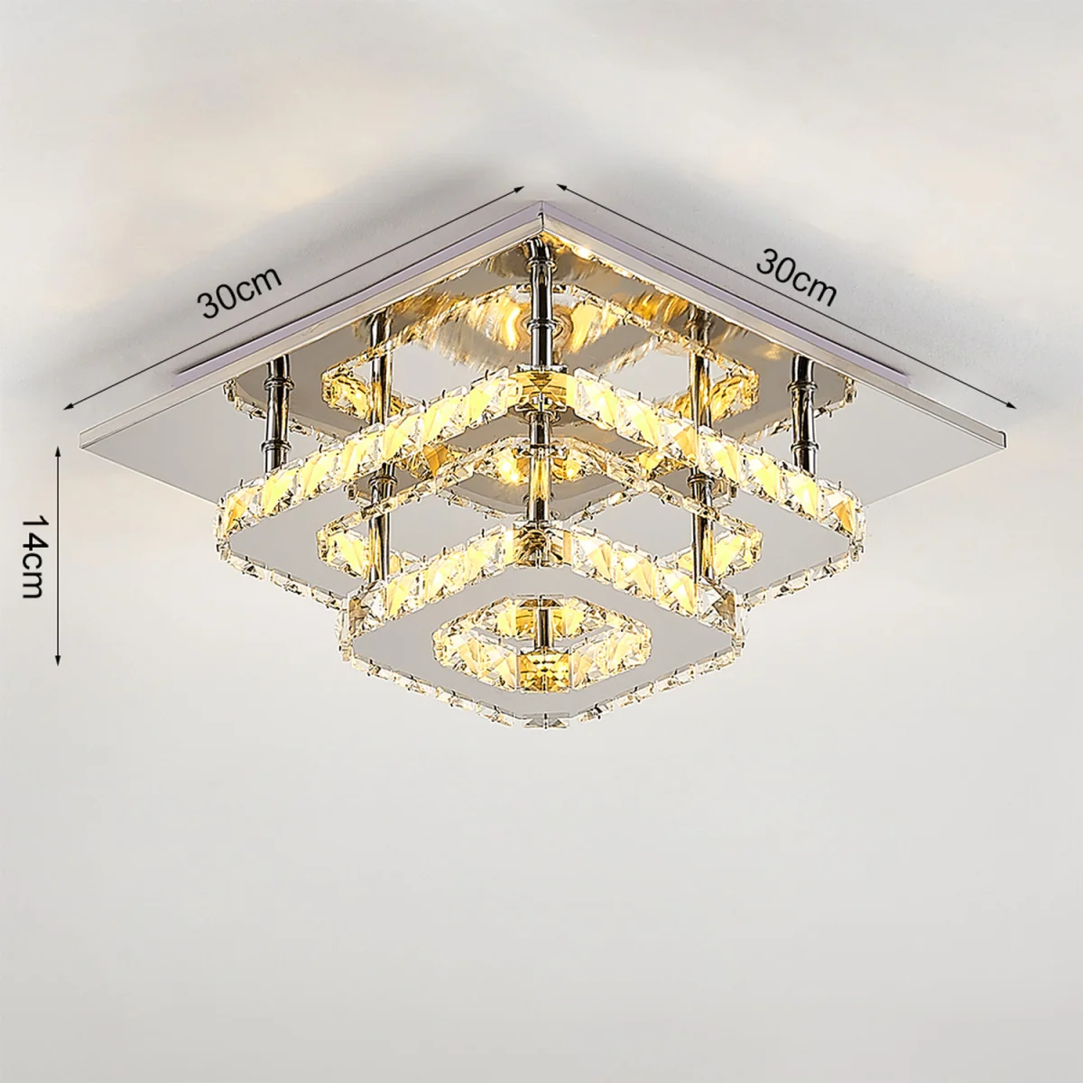 Modern Double-tiers Median-size Crystal LED Ceiling Light - Chrome – image 2