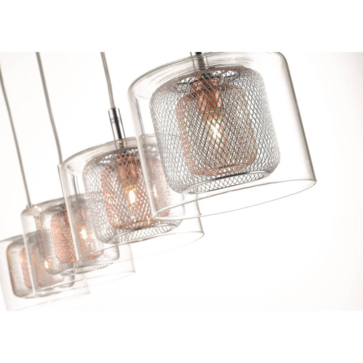 Spring 4 Light Ceiling Pendant Bar Mesh Chrome, Copper, Glass, G9 - Chrome – image 2
