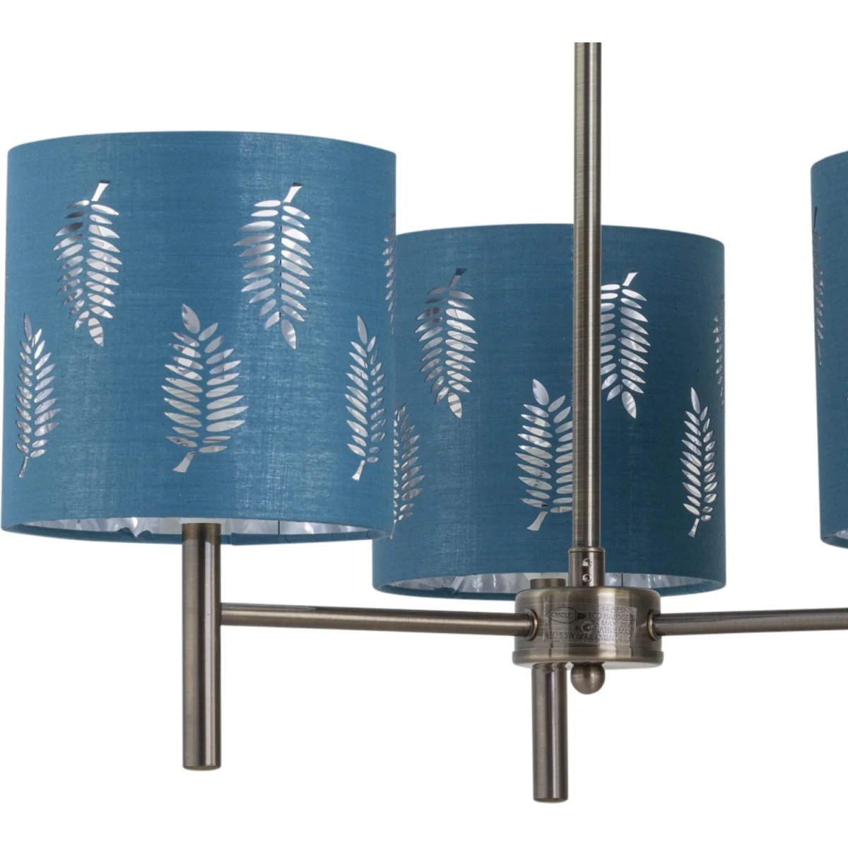 Brea Antique Brass 3 Light Fitting With Teal Fern Shades - Antique Brass & Teal – image 3