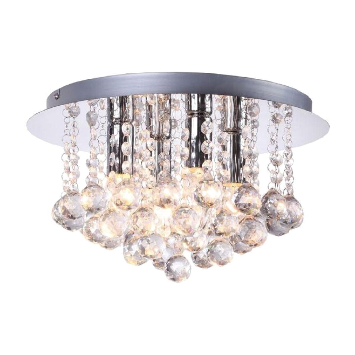 Polished Chrome Round Crystal Flush 4 Light Ceiling Light - Chrome trim