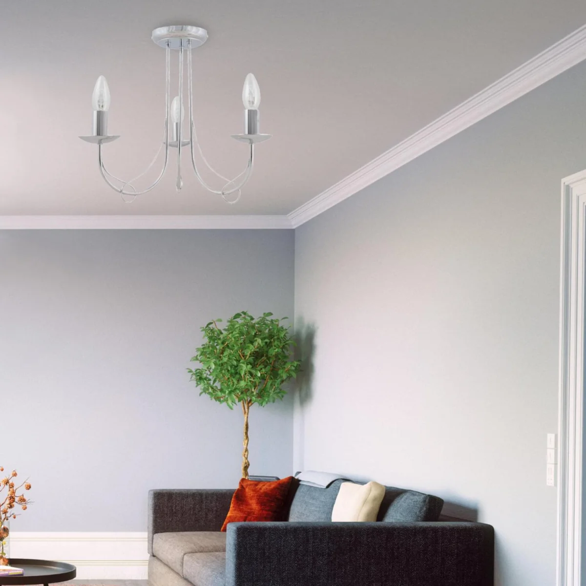 Lars 3lt Flush Ceiling Light - Polished Chrome Plate – image 2