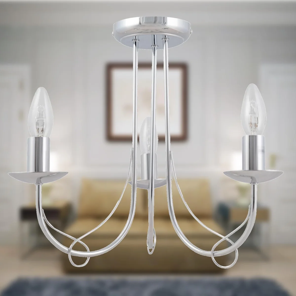 Lars 3lt Flush Ceiling Light - Polished Chrome Plate – image 5