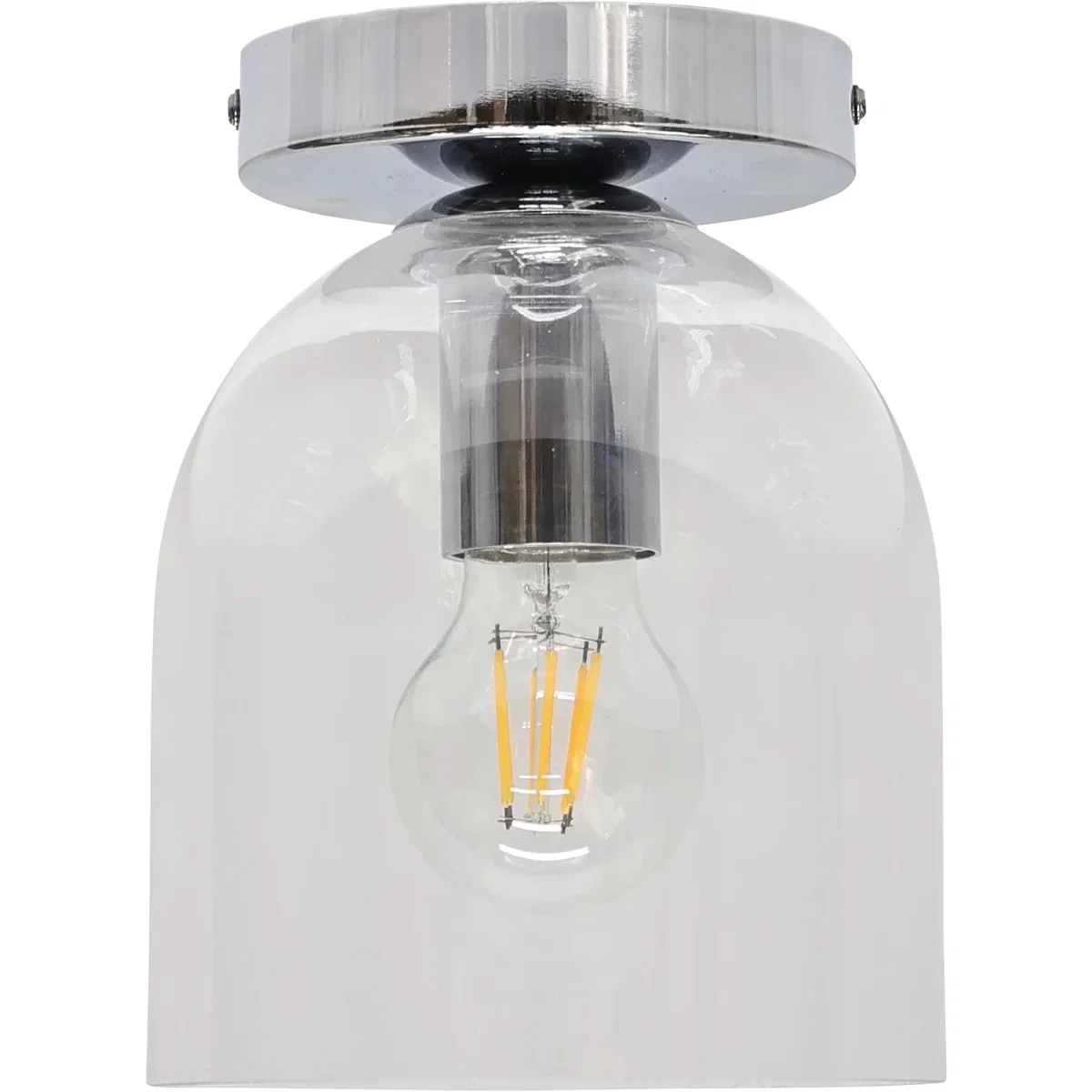 Set Of 2 Belten Clear Glass Cloche Chrome Ceiling Light Fittings - Chrome & Clear – image 2