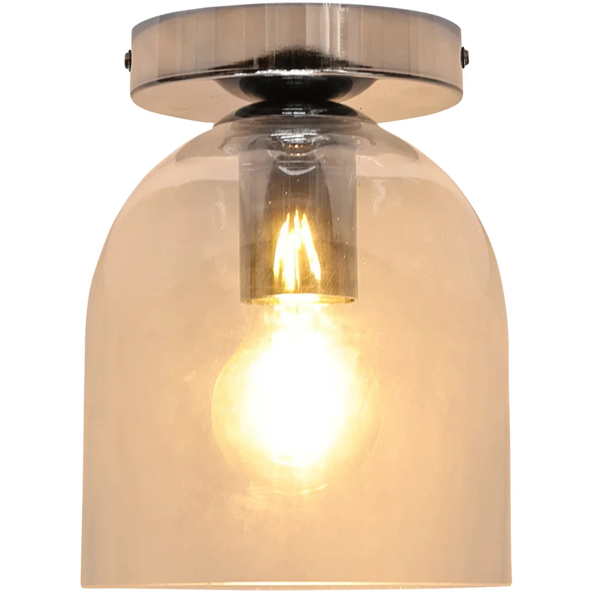 Set Of 2 Belten Clear Glass Cloche Chrome Ceiling Light Fittings - Chrome & Clear – image 3
