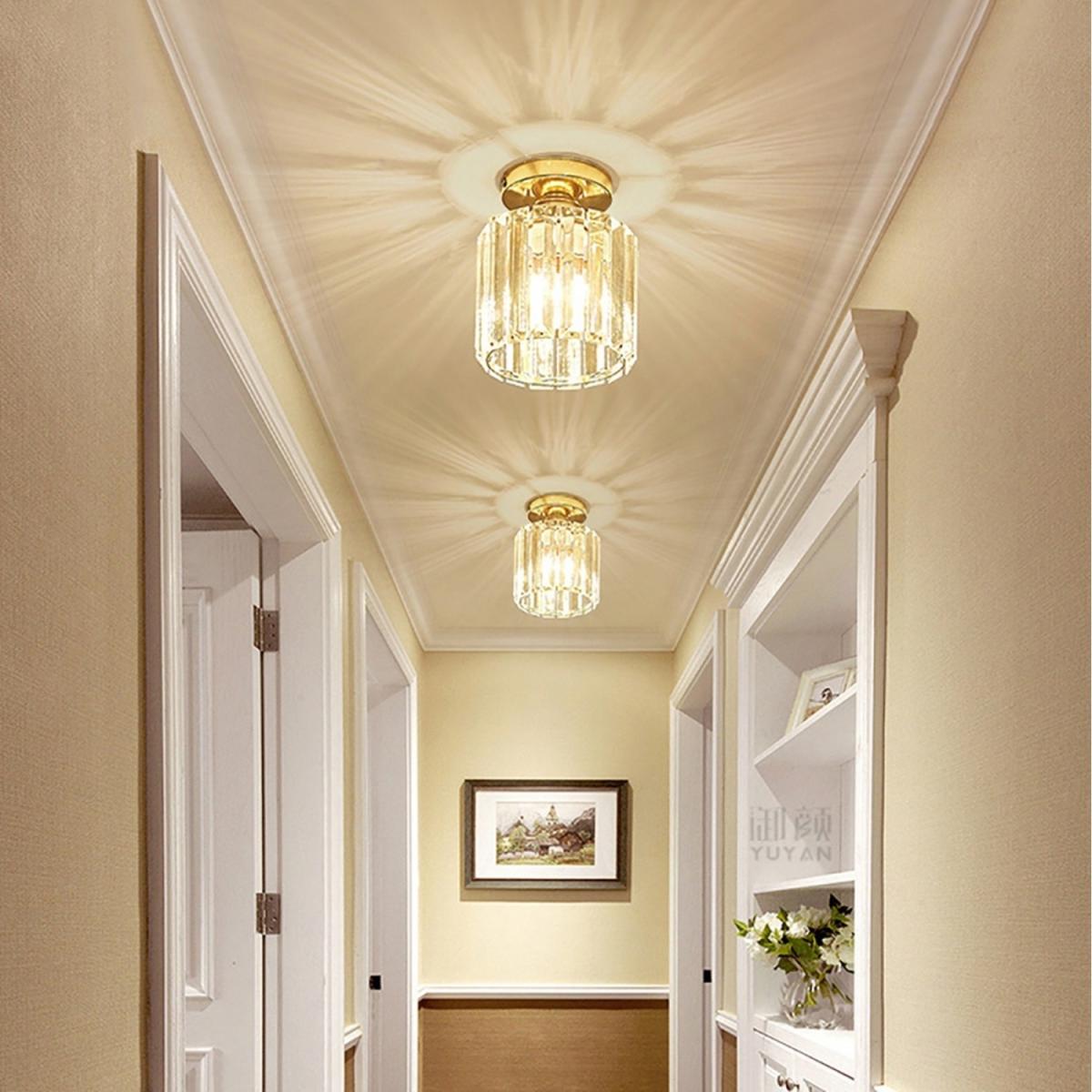 Genuine K9 Crystal Hallway Flush Ceiling Light - Gold