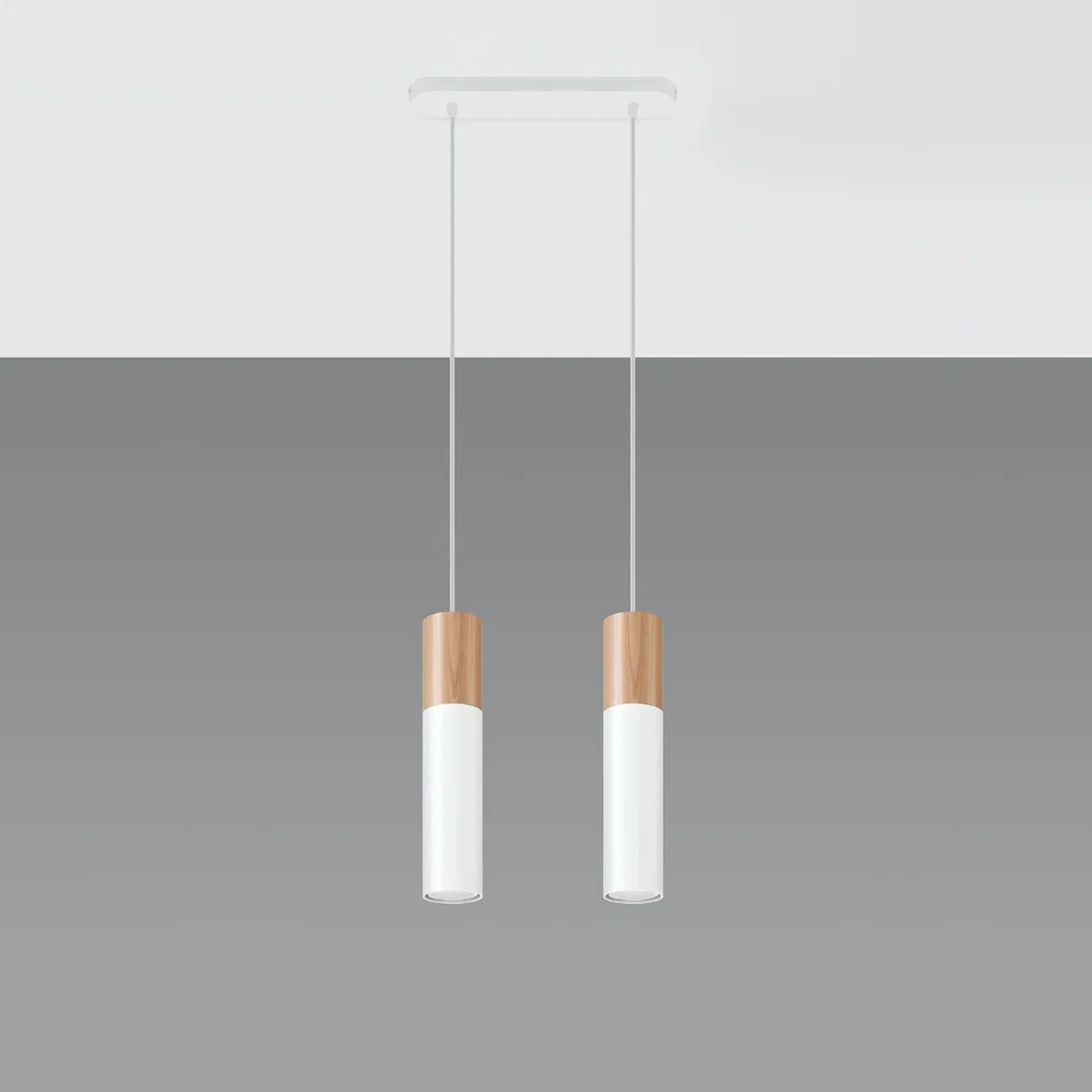 Pendant lamp PABLO 2 white - natural wood/white – image 2