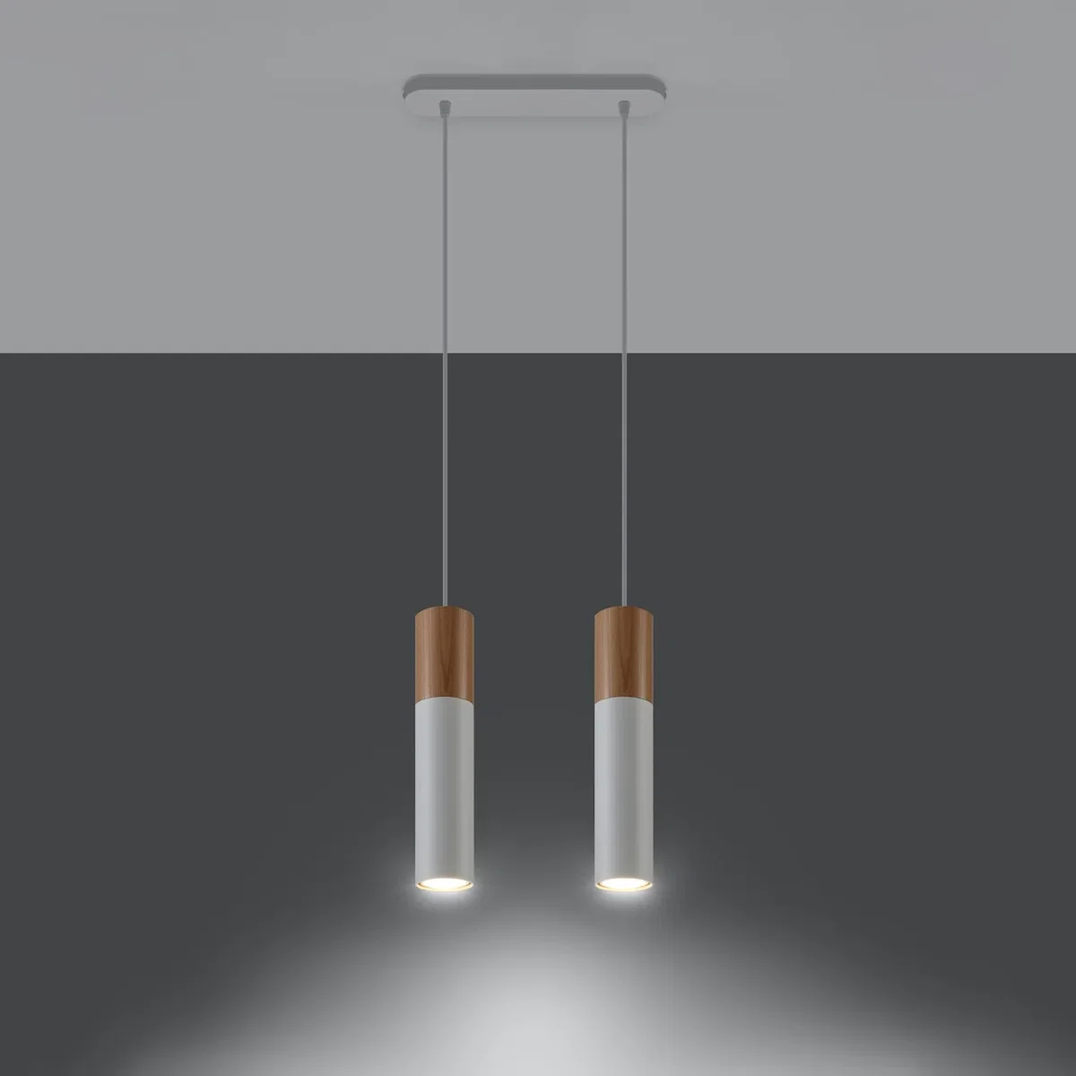Pendant lamp PABLO 2 white - natural wood/white – image 3