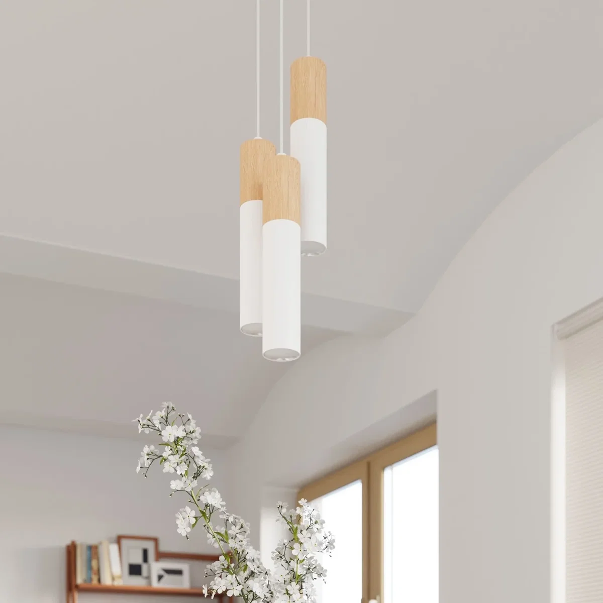 Pendant lamp PABLO 2 white - natural wood/white – image 6