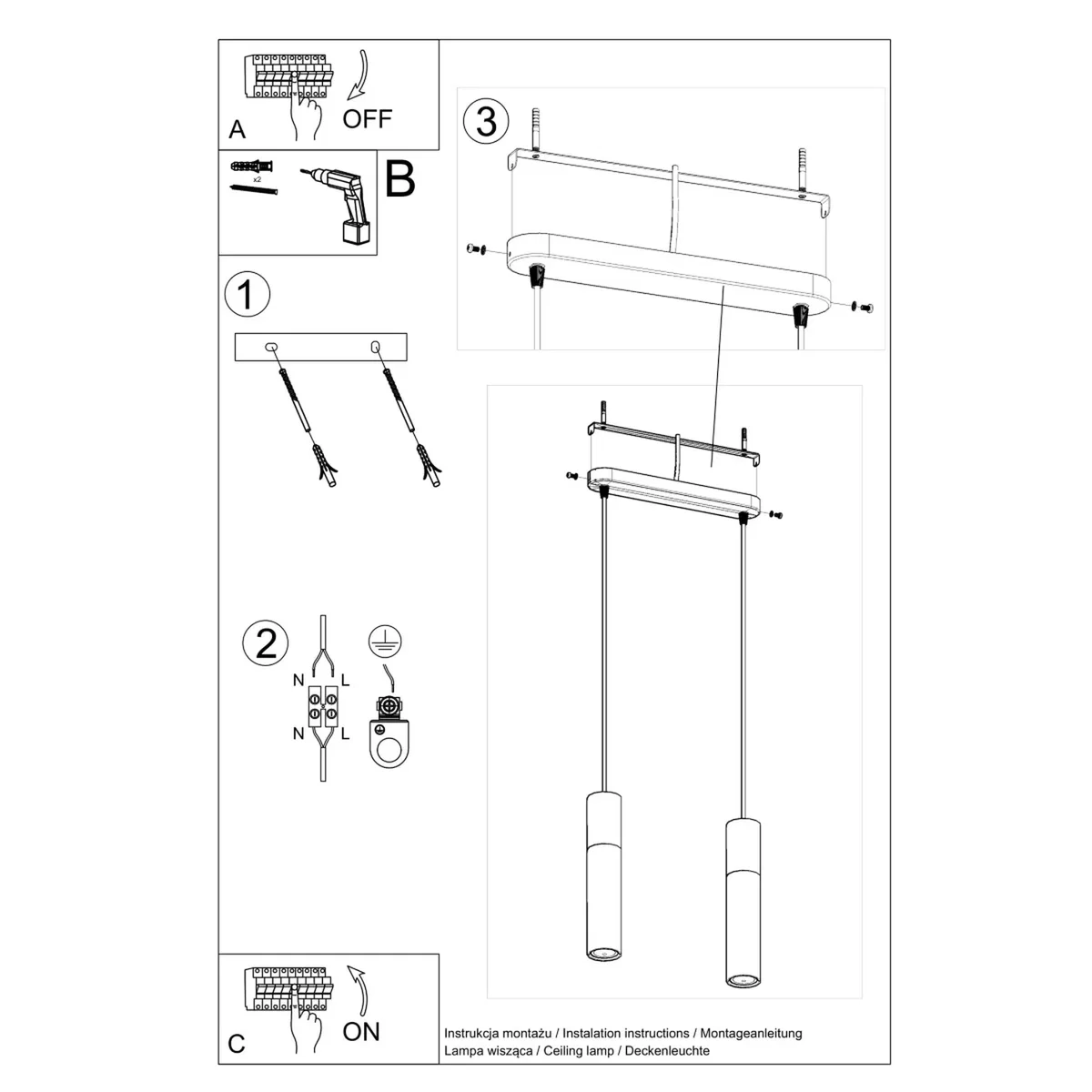 Pendant lamp PABLO 2 white - natural wood/white – image 8