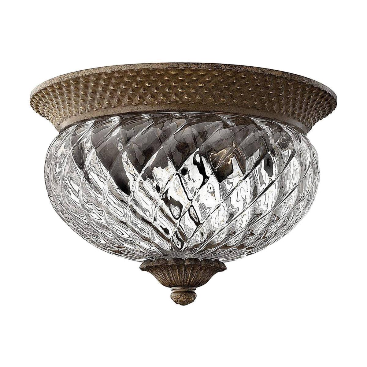 Plantation 2 Light Small Semi Flush Ceiling Light Pearl Bronze, E27 - Pearl Bronze