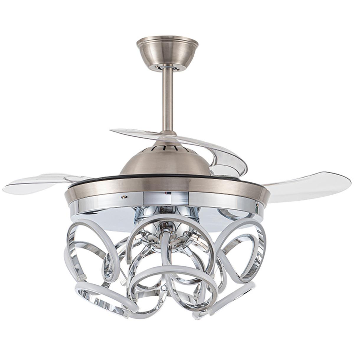 Modern Invisible LED Ceiling Fan Light Dimmable Chandelier Remote Control - Silvery – image 3