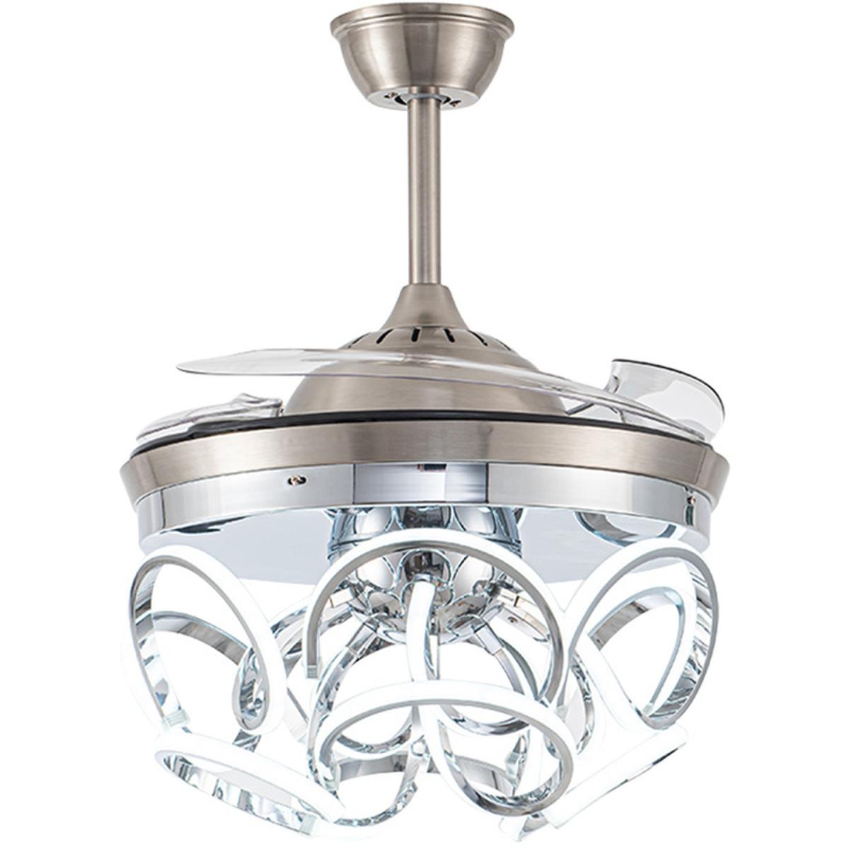 Modern Invisible LED Ceiling Fan Light Dimmable Chandelier Remote Control - Silvery – image 5