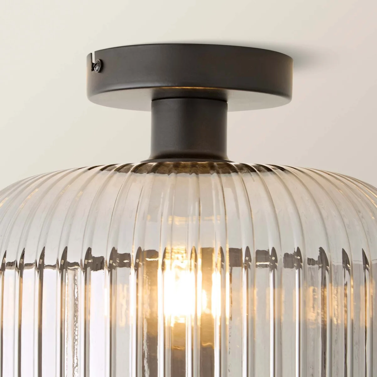 Calpe Semi Flush Ceiling Light with Ribbed Shade - Black / Yes - Black – image 6