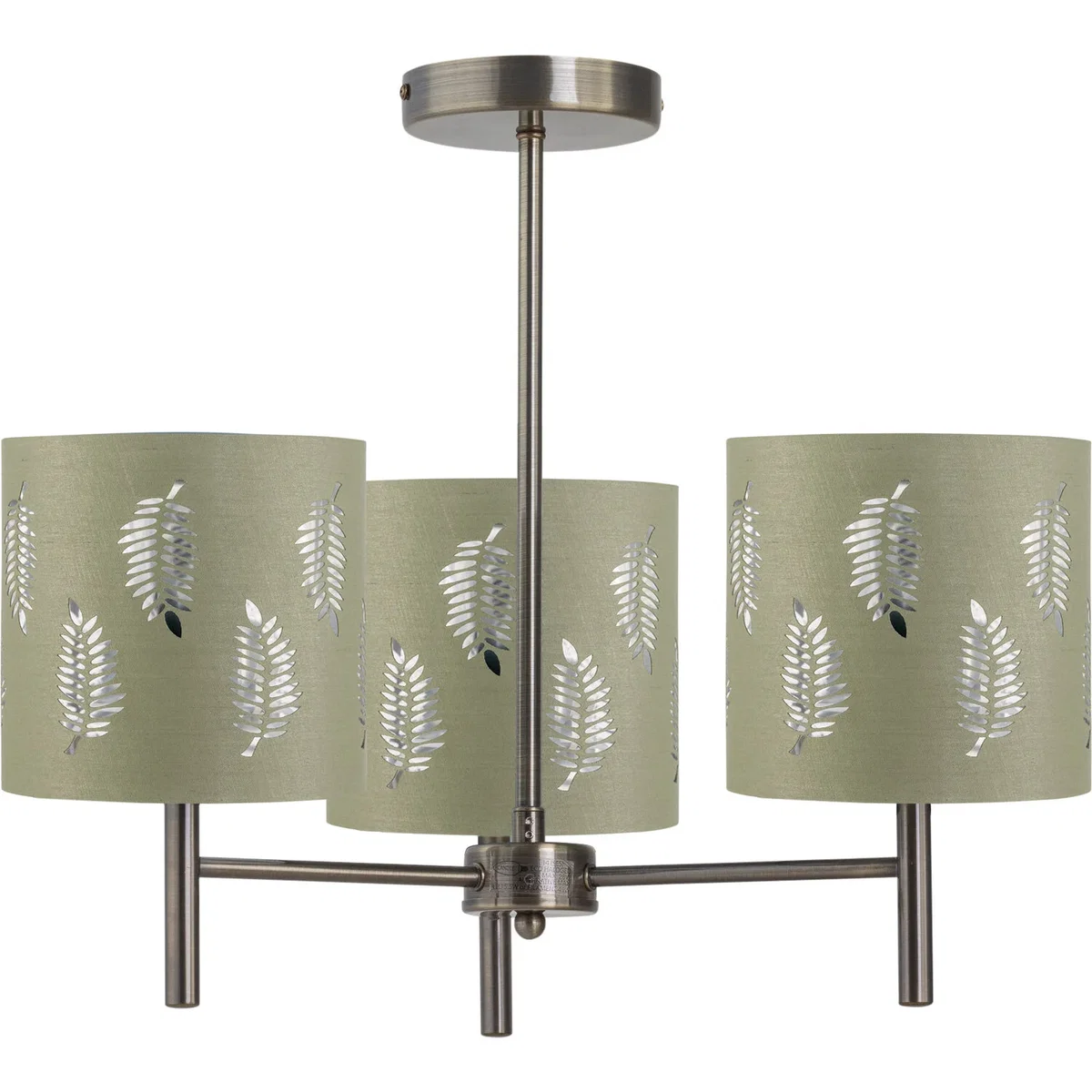 Set Of 2 Brea Antique Brass Light Fittings & Sage Green Fern Shades - Antique Brass & Sage Green – image 2