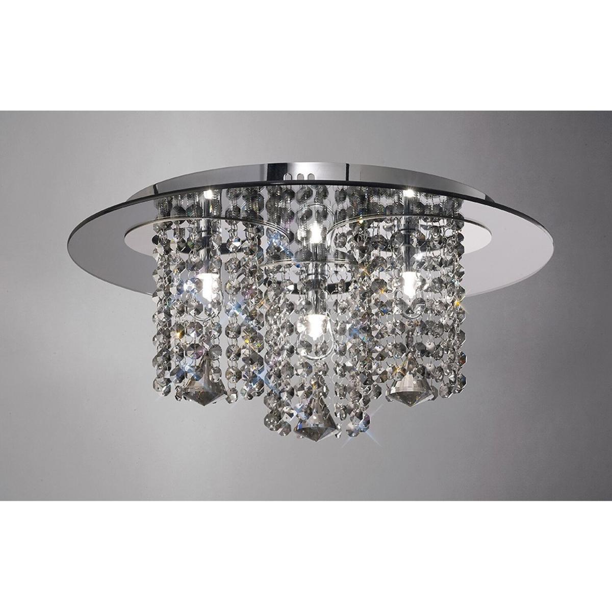 Pegasus Flush Ceiling 3 Light Polished Chrome, Smoked Mirror, Smoked Crystal - Polished Chrome – image 2
