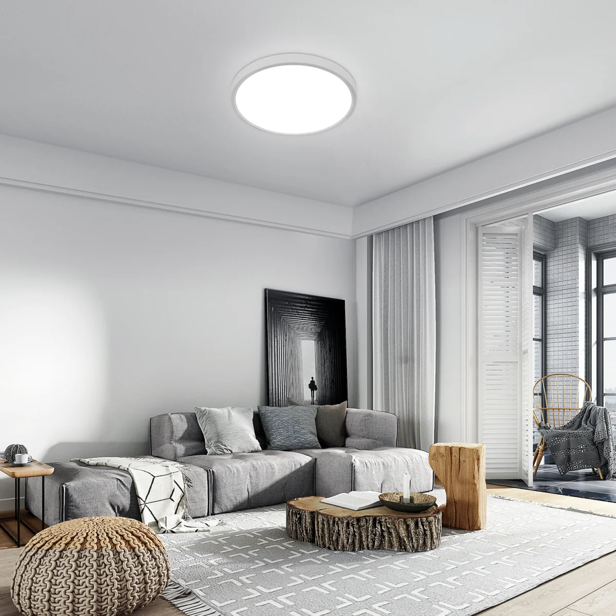GOECO LED Ceiling Light 24W Round Ceiling Light 6500K IP54 Waterproof - Black - White / 880g – image 2