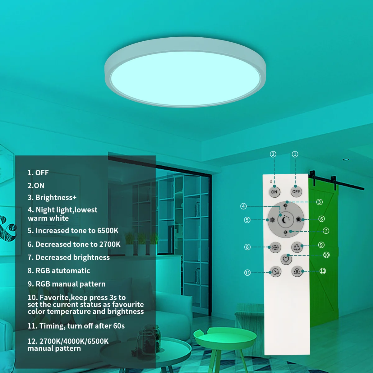 GOECO LED Ceiling Light 24W Round Ceiling Light 6500K IP54 Waterproof - Black - White / 880g – image 8