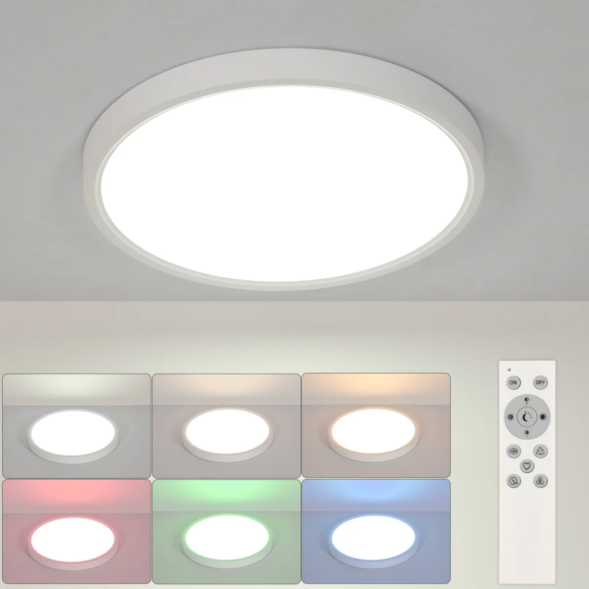 GOECO LED Ceiling Light 24W Round Ceiling Light 6500K IP54 Waterproof - Black - White / 880g – image 9