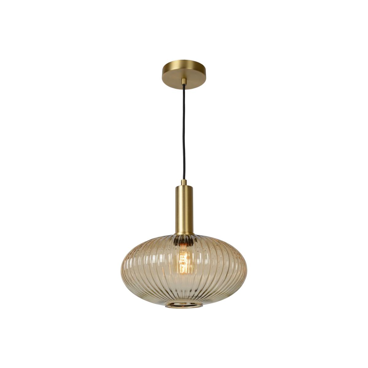 Maloto Retro Pendant Light Amber - Brass / 30cm