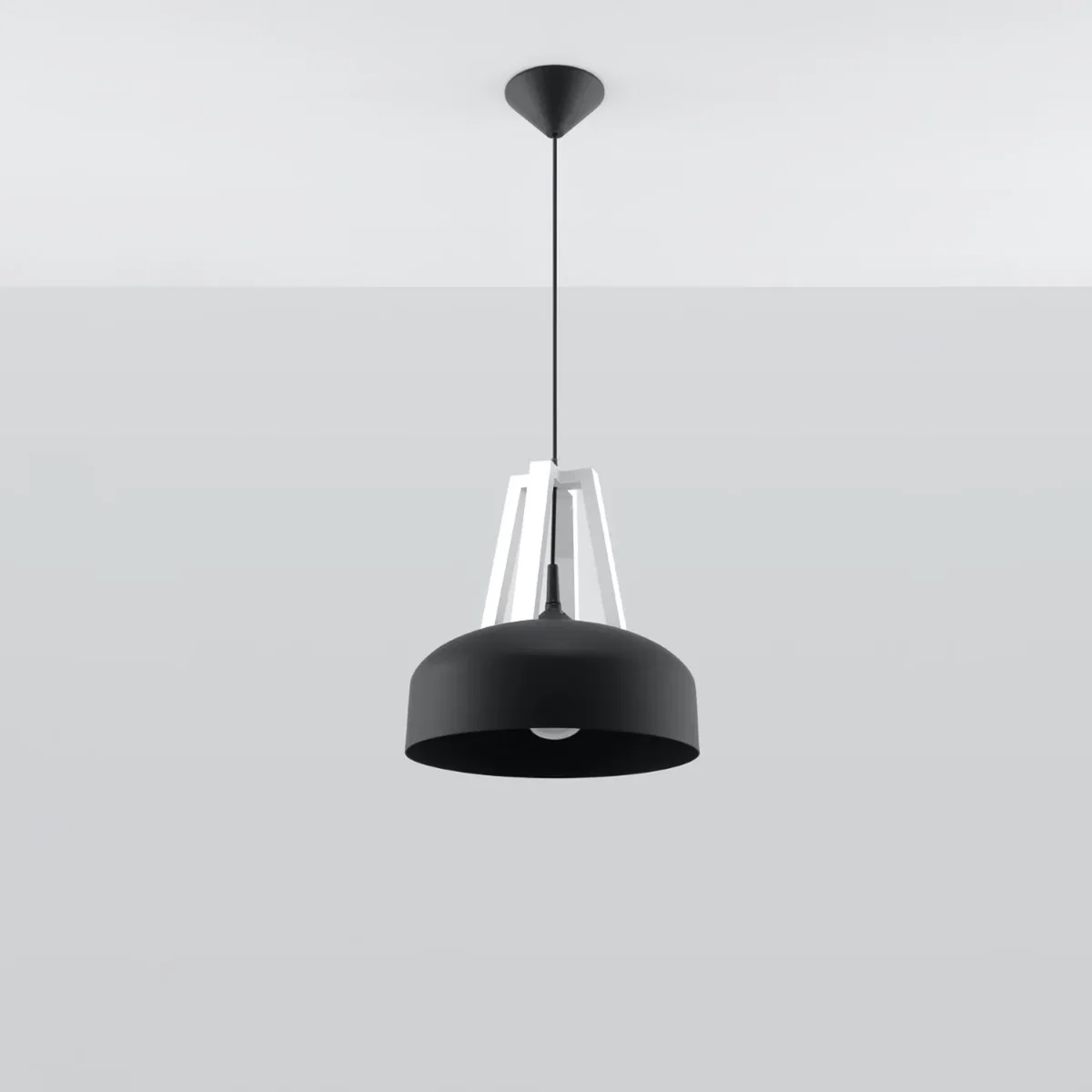Pendant lamp CASCO black/natural wood - black White – image 2