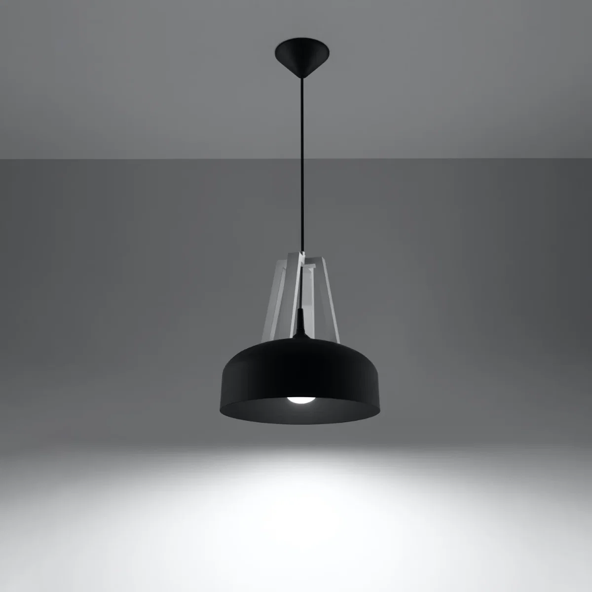 Pendant lamp CASCO black/natural wood - black White – image 3