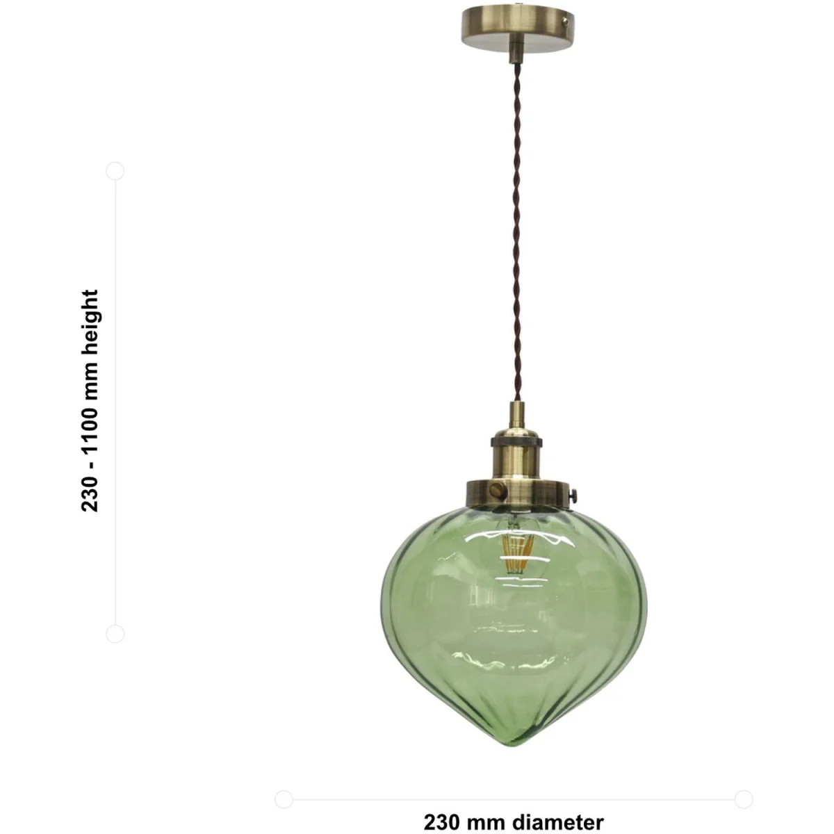 Layla Ceiling Single Pendant Light - Clear Green Glass With Antique Brass Plate Detail – image 5