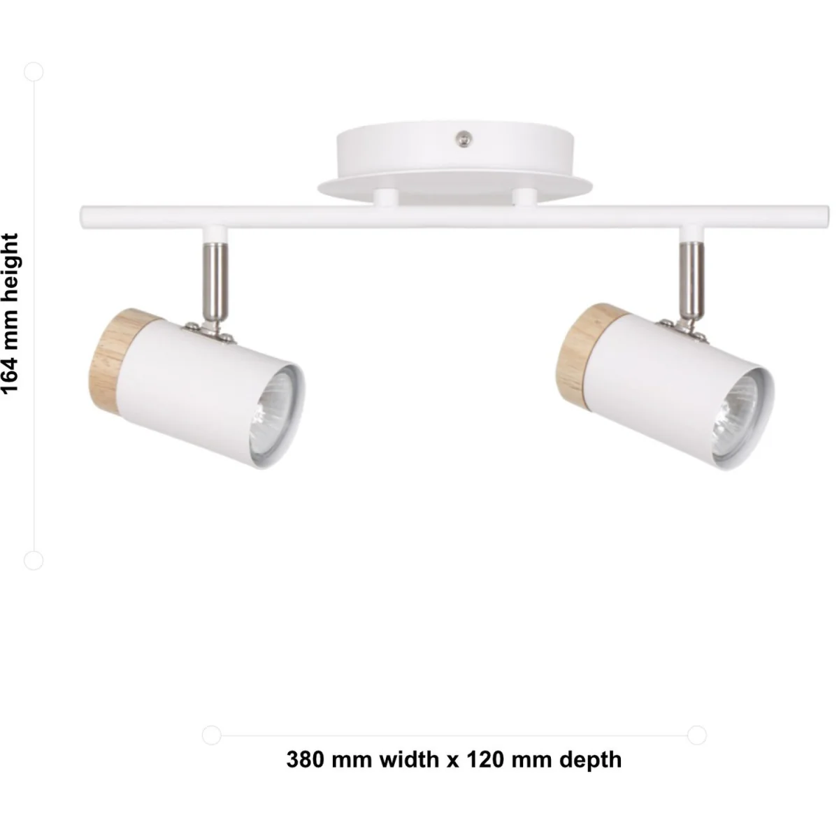 Stratton 2lt Ceiling Spotlight - White With Wood Detail – image 5