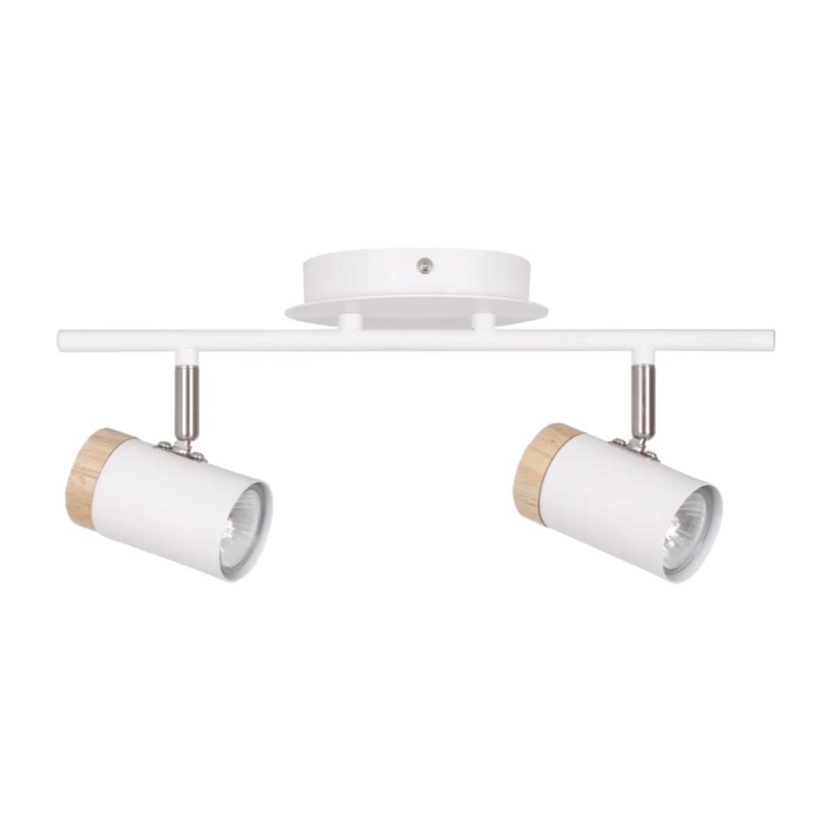 Stratton 2lt Ceiling Spotlight - White With Wood Detail – image 1