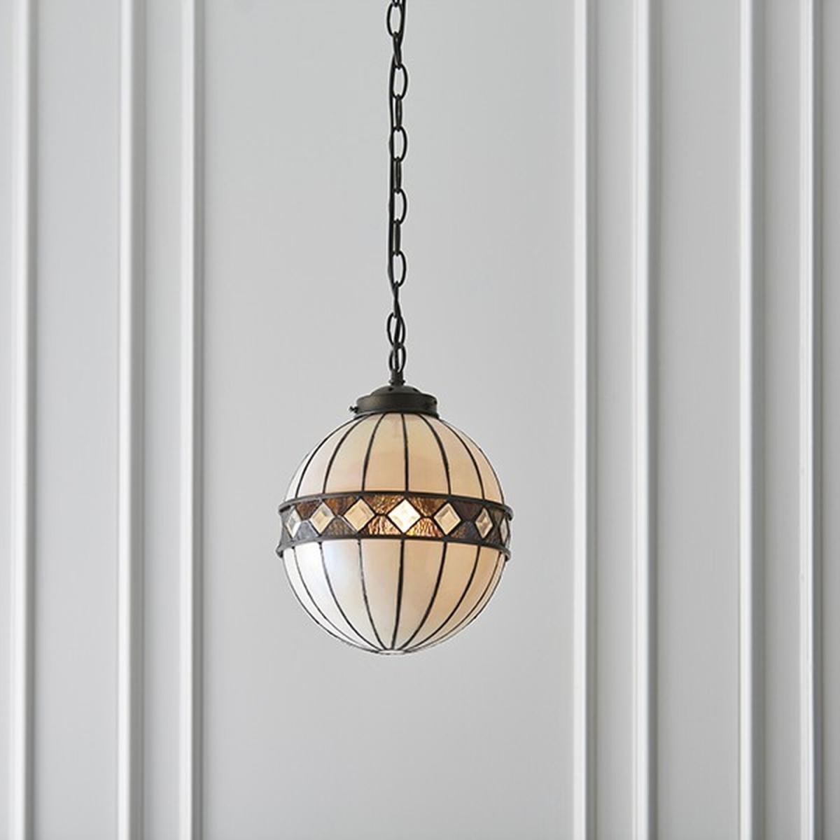 Fargo 1 Light Small Globe Ceiling Pendant Dark Bronze, Tiffany glass, E14 - Dark Bronze – image 2