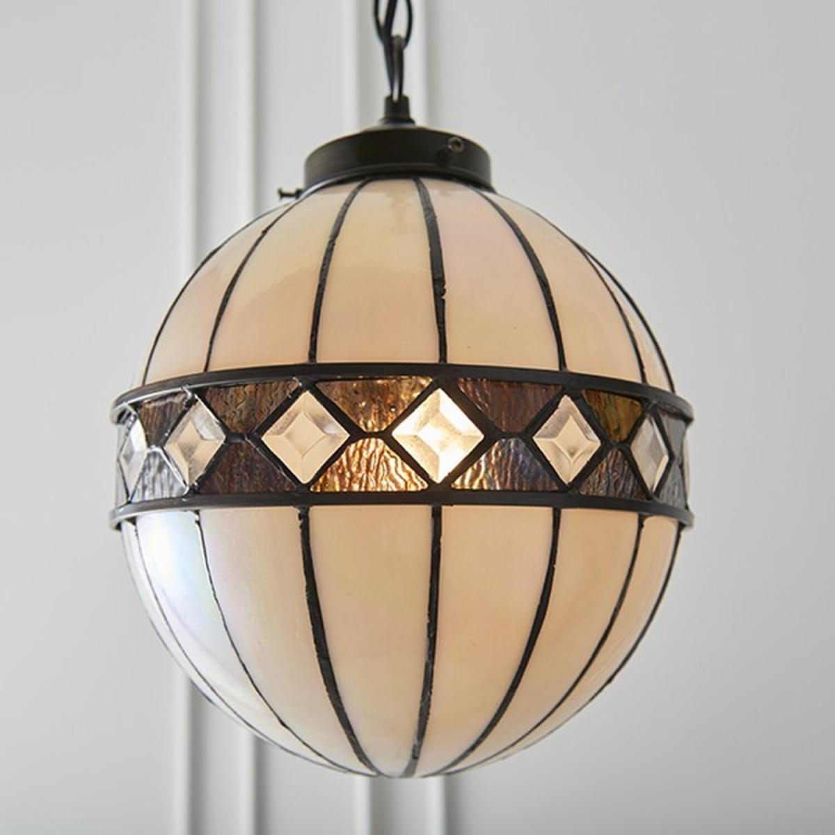 Fargo 1 Light Small Globe Ceiling Pendant Dark Bronze, Tiffany glass, E14 - Dark Bronze – image 3