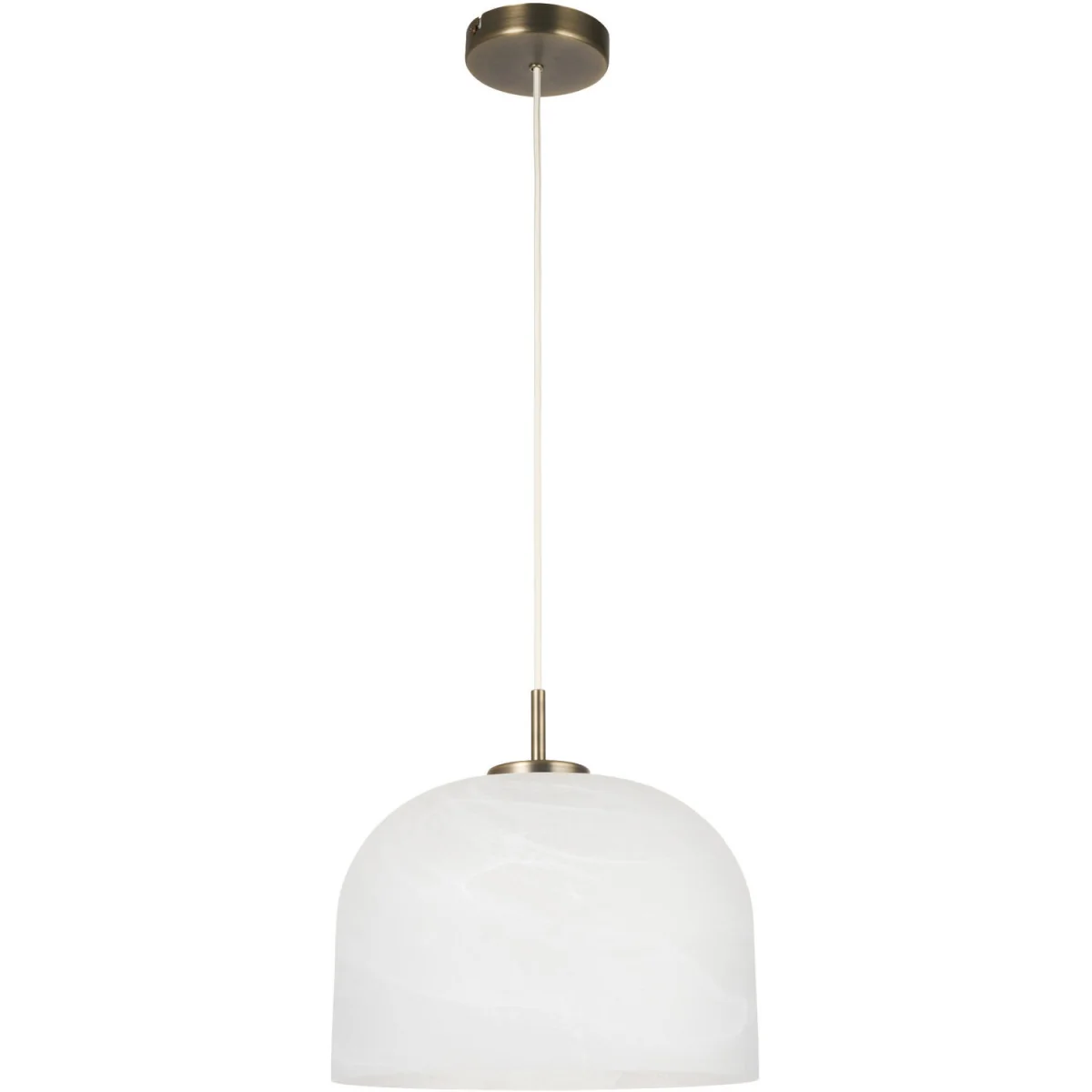 Set Of 2 Oberon Ceiling Single Pendant Lights - Matt Antique Brass Plate And Alabaster White Glass – image 3