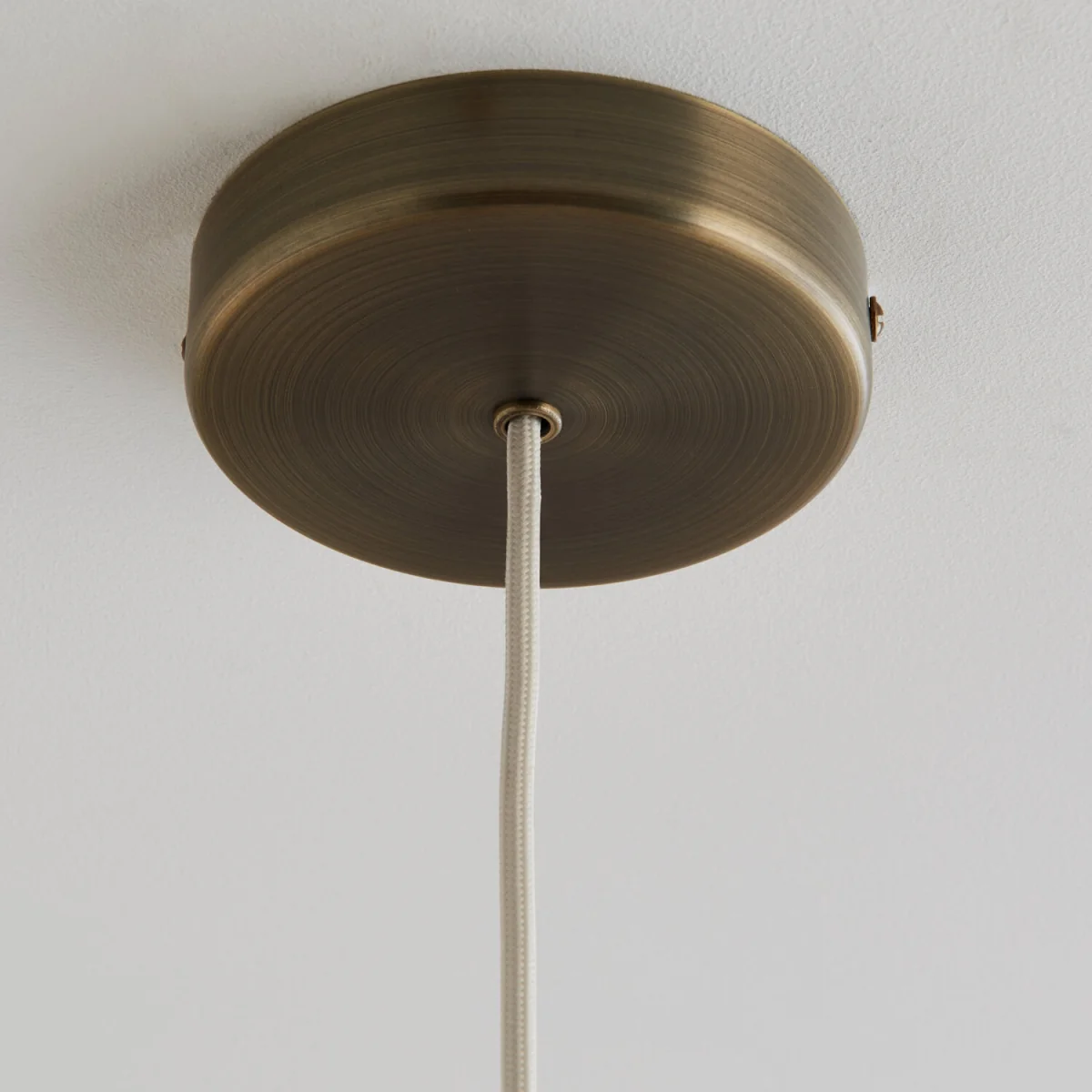 Set Of 2 Oberon Ceiling Single Pendant Lights - Matt Antique Brass Plate And Alabaster White Glass – image 4