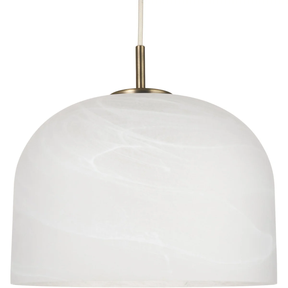 Set Of 2 Oberon Ceiling Single Pendant Lights - Matt Antique Brass Plate And Alabaster White Glass – image 6