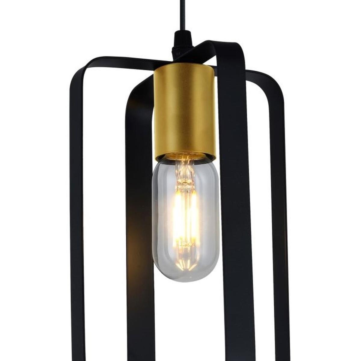 CGC OXALIS Black and Gold Rectangular Metal Pendant Ceiling Light - black – image 2