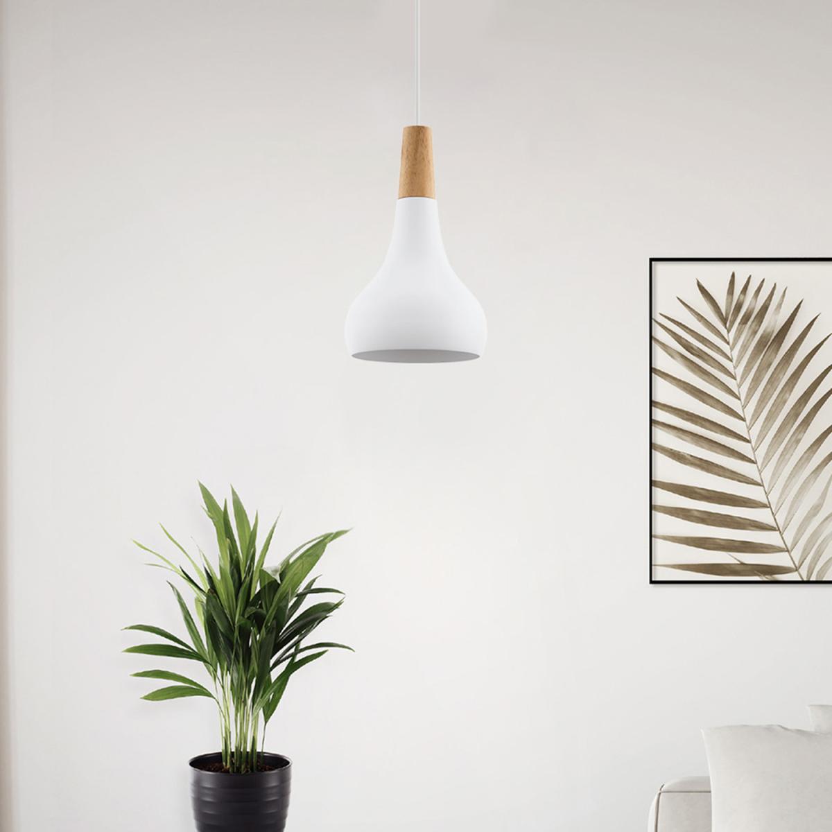 EGLO Sabinar MetalWood Single Pendant Light - White / 18cm – image 2