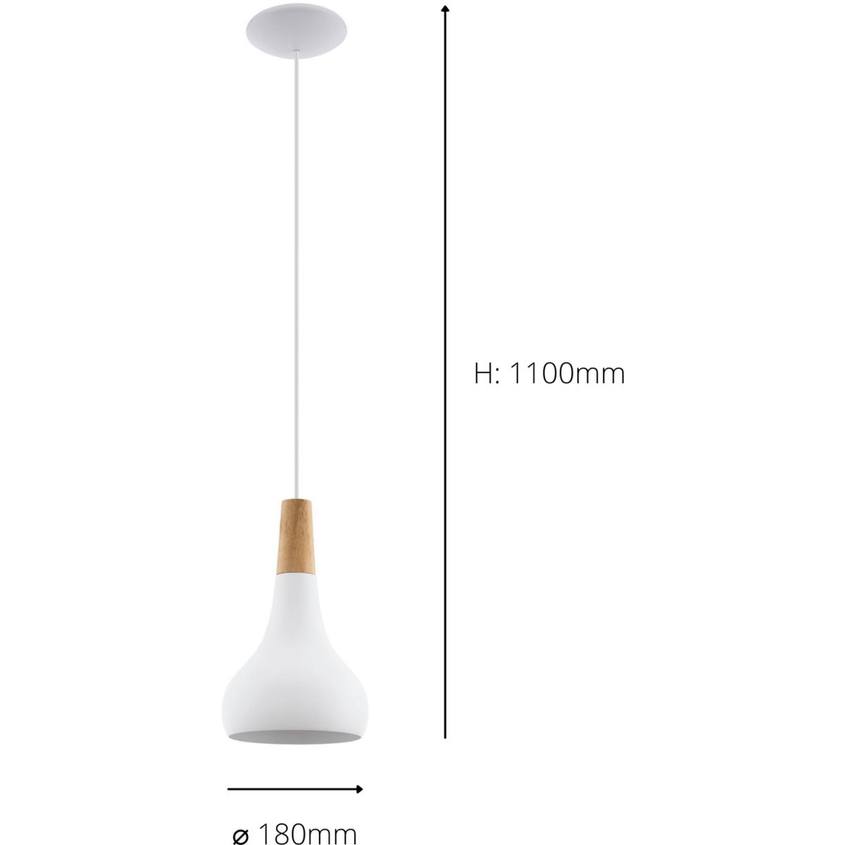 EGLO Sabinar MetalWood Single Pendant Light - White / 18cm – image 3