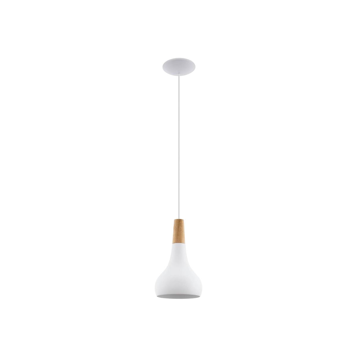 EGLO Sabinar MetalWood Single Pendant Light - White / 18cm – image 1